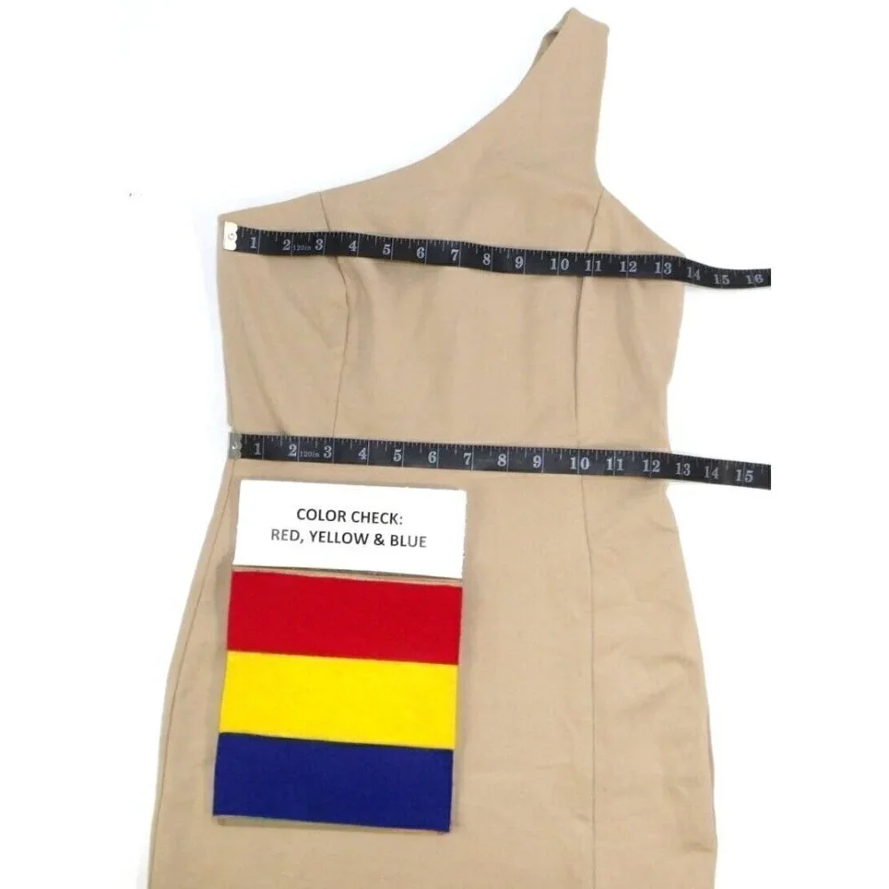 SOPRANO light brown, beige one shoulder dress women's size S, NEW